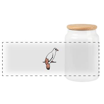 Bird Raven Dove Sitting Cable Hawk Eagle Birdie - Panoramic Cookie Jar with Wooden Lid - white - Front