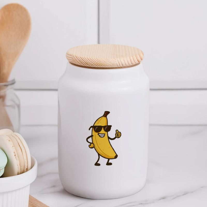 Banane Comic Panorama Keksdose mit Holzdeckel