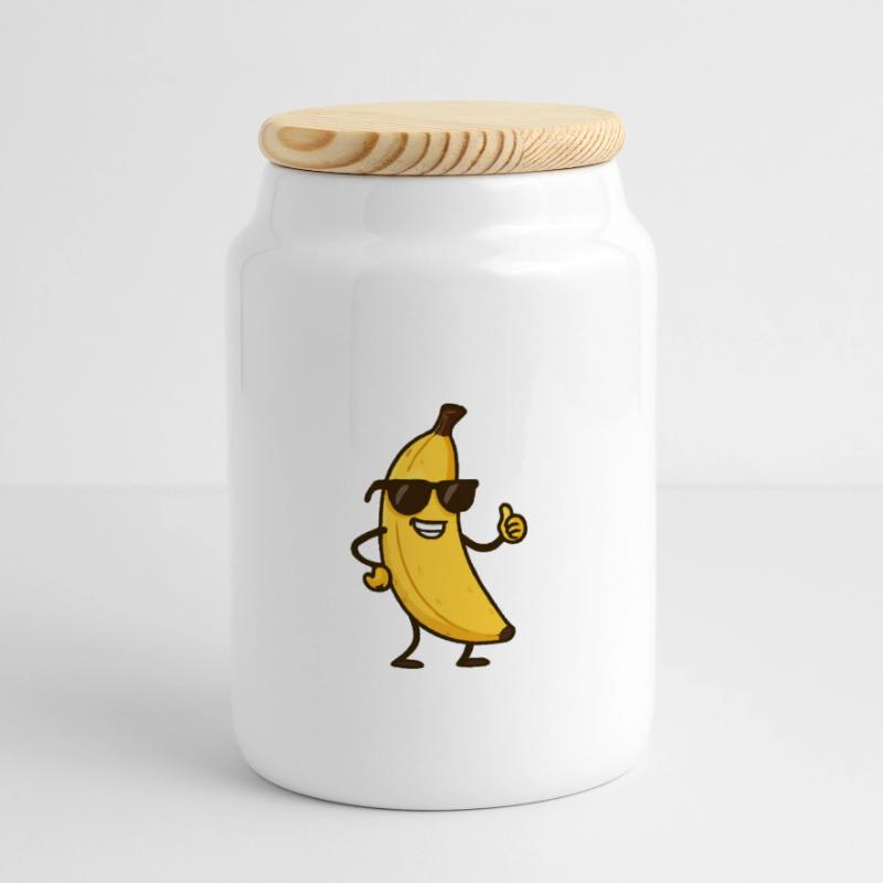 Banane Comic Panorama Keksdose mit Holzdeckel