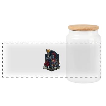 Sir Liftalot Drinking - Panorama Keksdose mit Holzdeckel - Weiß - Vorne