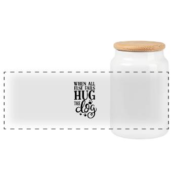 When All Fails Hug The Dogs - Panoramic Cookie Jar with Wooden Lid - white - Front