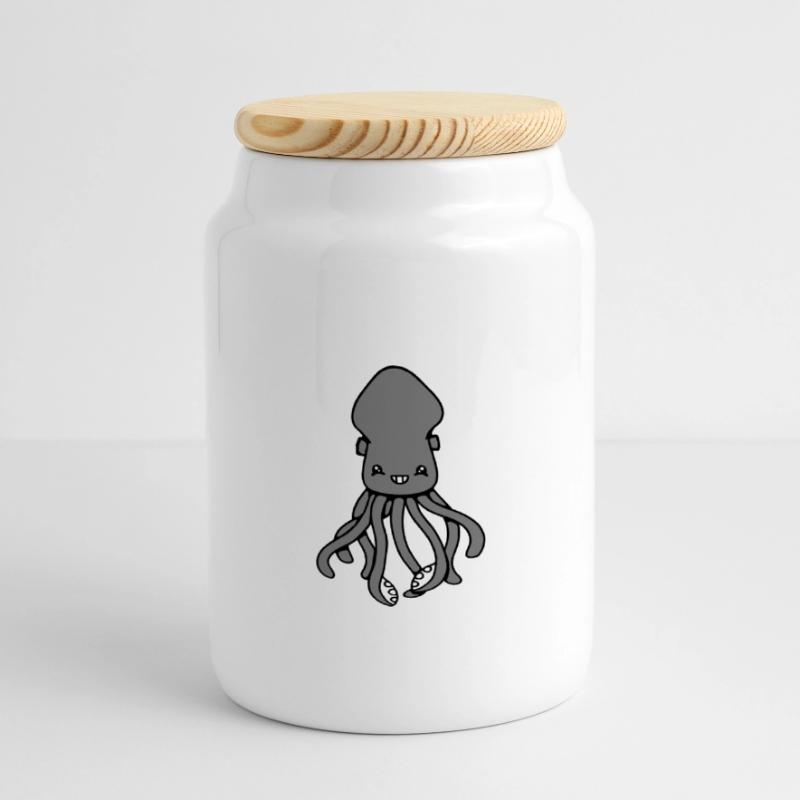 Pieuvre Pieuvre Pieuvre Calmar Mignon Calmar géant Drôle Boîte à biscuits avec couvercle en bois