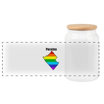 Pacoima - Panoramic Cookie Jar with Wooden Lid - white - Front