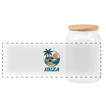 insel ibiza strandbar - Panorama Keksdose mit Holzdeckel - Weiß - Vorne