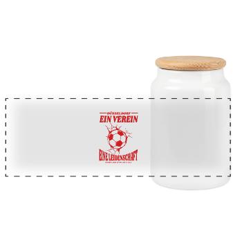 Düsseldorf Fußball Spruch Geschenk - Panorama Keksdose mit Holzdeckel - Weiß - Vorne