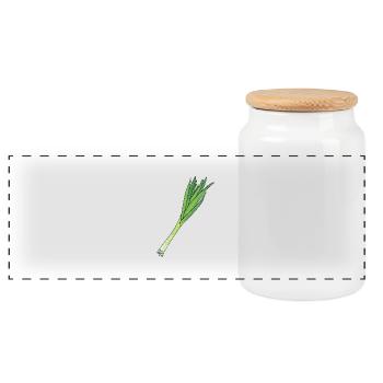 Leek - Panoramic Cookie Jar with Wooden Lid - white - Front