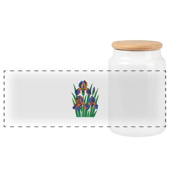 Rétro Iris Floral Bloom - Boîte à biscuits avec couvercle en bois - blanc - Devant