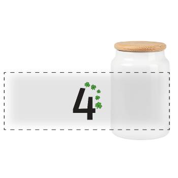 4 - Panoramic Cookie Jar with Wooden Lid - white - Front