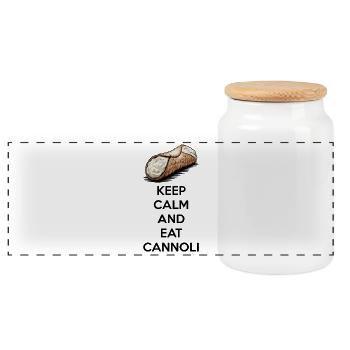 Cannoli Sicily Italy Cannolo - Panoramic Cookie Jar with Wooden Lid - white - Front