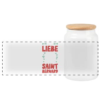 I love my Saint Bernard - Panoramic Cookie Jar with Wooden Lid - white - Front