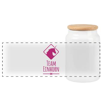 Team Einhorn Fabelwesen Einhörner Spruch statement - Panorama Keksdose mit Holzdeckel - Weiß - Vorne
