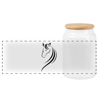 Tête de cheval - Boîte à biscuits avec couvercle en bois - blanc - Devant