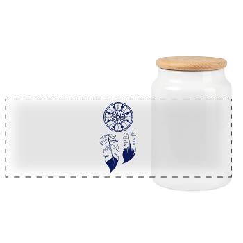 Ethno Travel Experience - Panoramic Cookie Jar with Wooden Lid - white - Front