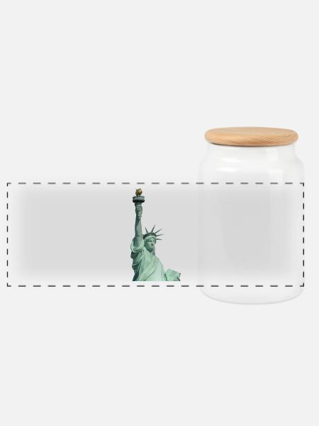 Freiheitsstatue Illustration - Panorama Keksdose mit Holzdeckel - Weiß