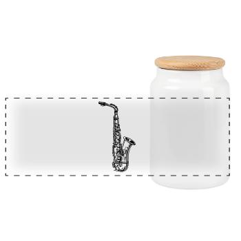 saxophone - Boîte à biscuits avec couvercle en bois - blanc - Devant