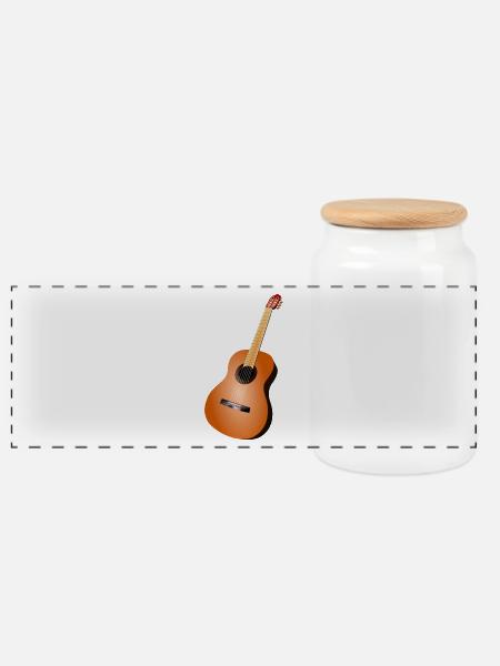 Gitarre - Panorama Keksdose mit Holzdeckel - Weiß