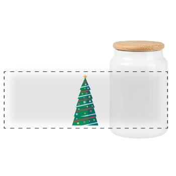 christmas tree christmas tree christmas tree - Panoramic Cookie Jar with Wooden Lid - white - Front