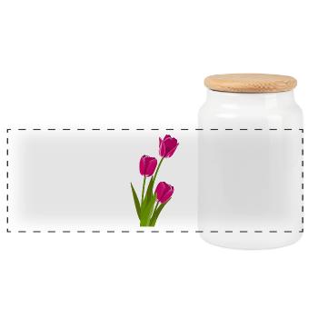 Tulpe Geschenk Geschenkidee - Panorama Keksdose mit Holzdeckel - Weiß - Vorne