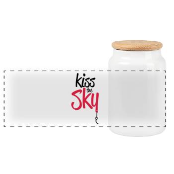 Kiss the Sky - Panoramic Cookie Jar with Wooden Lid - white - Front