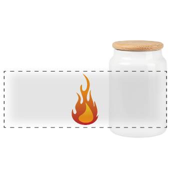 Feu / Flamme - Boîte à biscuits avec couvercle en bois - blanc - Devant