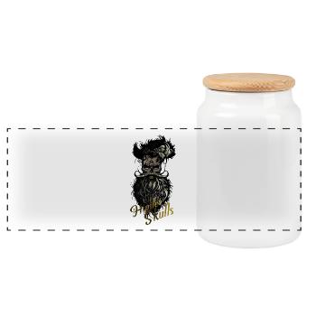 Kopf des Todes Hipster Kran Bart Schnurrbart Schädel b - Panorama Keksdose mit Holzdeckel - Weiß - Vorne