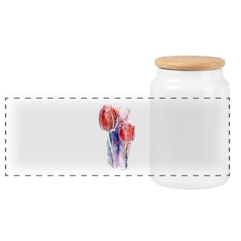 art de tulipes - Boîte à biscuits avec couvercle en bois - blanc - Devant
