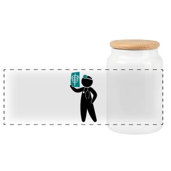 A doctor examining an x-ray - Panoramic Cookie Jar with Wooden Lid - white - Front