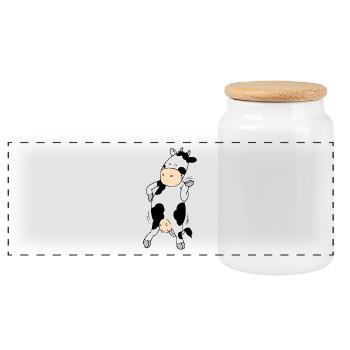 Mooviestars - Hipster Cow - Boîte à biscuits avec couvercle en bois - blanc - Devant