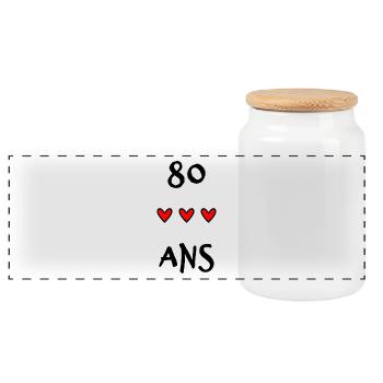80 ANS. 80e ANNIVERSAIRE. ANNIVERSAIRE 80 ANS - Boîte à biscuits avec couvercle en bois - blanc - Devant