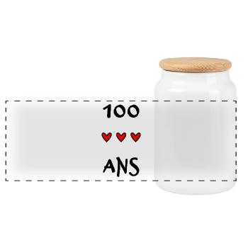 100 ANS. 100e ANNIVERSAIRE. ANNIVERSAIRE 100 ANS. - Boîte à biscuits avec couvercle en bois - blanc - Devant