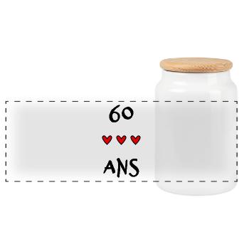 60 ANS. 60e ANNIVERSAIRE. ANNIVERSAIRE 60 ANS - Boîte à biscuits avec couvercle en bois - blanc - Devant
