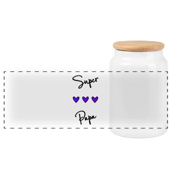 DAD. FATHER'S DAY. HAPPY DADDY'S DAY. HAPPY BIRTHDAY - Panoramic Cookie Jar with Wooden Lid - white - Front