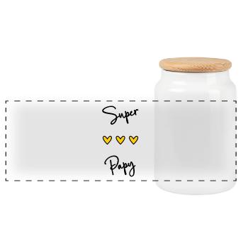 SUPER PAPY. PAPY. FÊTE DES PÈRES. BONNE FÊTE PAPY. - Boîte à biscuits avec couvercle en bois - blanc - Devant