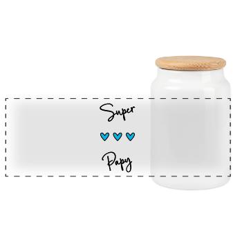 SUPER PAPY. PAPY. FÊTE DES PÈRES. BONNE FÊTE PAPY. - Boîte à biscuits avec couvercle en bois - blanc - Devant