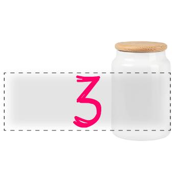 3 YEARS. 3rd ANNIVERSARY. BIRTHDAY 3 YEARS. THREE - Panoramic Cookie Jar with Wooden Lid - white - Front