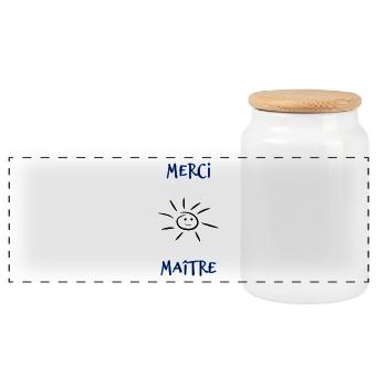 MAÎTRE. MERCI. MERCI MAÎTRE. CADEAU MAÎTRE - Boîte à biscuits avec couvercle en bois - blanc - Devant