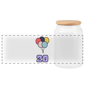 20. 20 YEARS. 20th ANNIVERSARY. 20TH ANNIVERSARY. - Panoramic Cookie Jar with Wooden Lid - white - Front