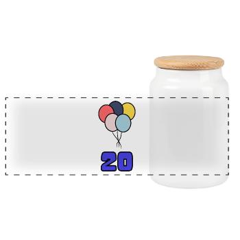 20. 20 YEARS. 20th ANNIVERSARY. 20TH ANNIVERSARY. - Panoramic Cookie Jar with Wooden Lid - white - Front