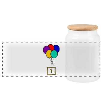 1. 1 year. 1st ANNIVERSARY. 1 YEAR ANNIVERSARY - Panoramic Cookie Jar with Wooden Lid - white - Front