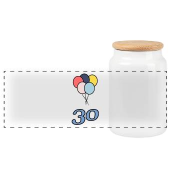 30. 30 ANS. 30e ANNIVERSAIRE. ANNIVERSAIRE 30 ANS. - Boîte à biscuits avec couvercle en bois - blanc - Devant
