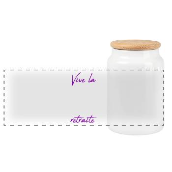 RETIREMENT. RETIREMENT. RETIRED. HAPPY RETIREMENT - Panoramic Cookie Jar with Wooden Lid - white - Front