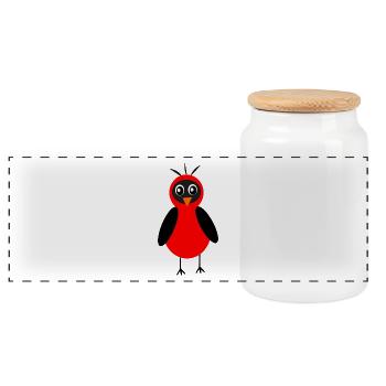 Kawaii Bird Kawaii Chibi Kawaii - Panoramic Cookie Jar with Wooden Lid - white - Front