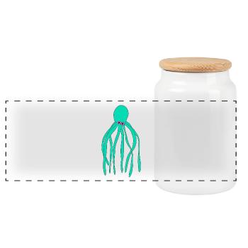 Türkiser Oktopus PopArt Druck - Panorama Keksdose mit Holzdeckel - Weiß - Vorne