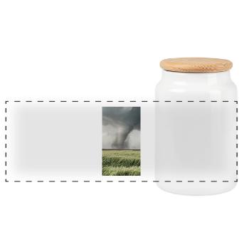 Tornado - Panorama Keksdose mit Holzdeckel - Weiß - Vorne