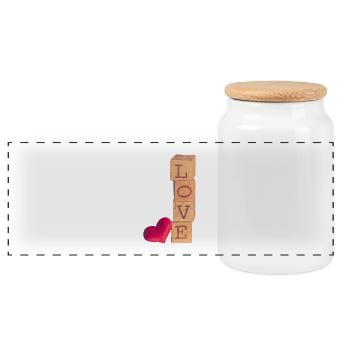 Love Valentine's Day - Panoramic Cookie Jar with Wooden Lid - white - Front