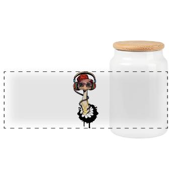 Autruche Hip Hop style - Boîte à biscuits avec couvercle en bois - blanc - Devant