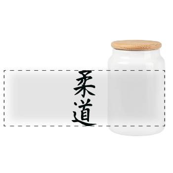 Judo - Panoramic Cookie Jar with Wooden Lid - white - Front