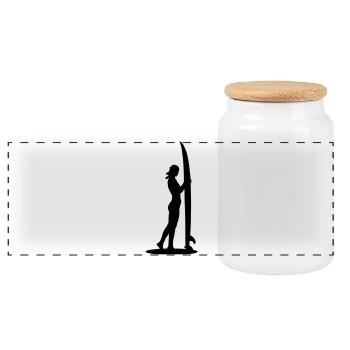 surfing_girl - Panoramic Cookie Jar with Wooden Lid - white - Front