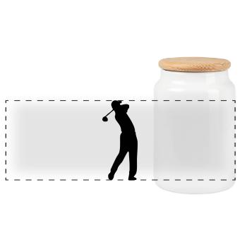 golf - Panoramic Cookie Jar with Wooden Lid - white - Front