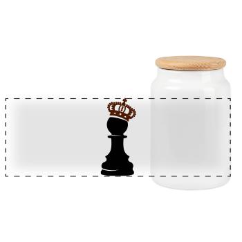 Pawnking - Boîte à biscuits avec couvercle en bois - blanc - Devant